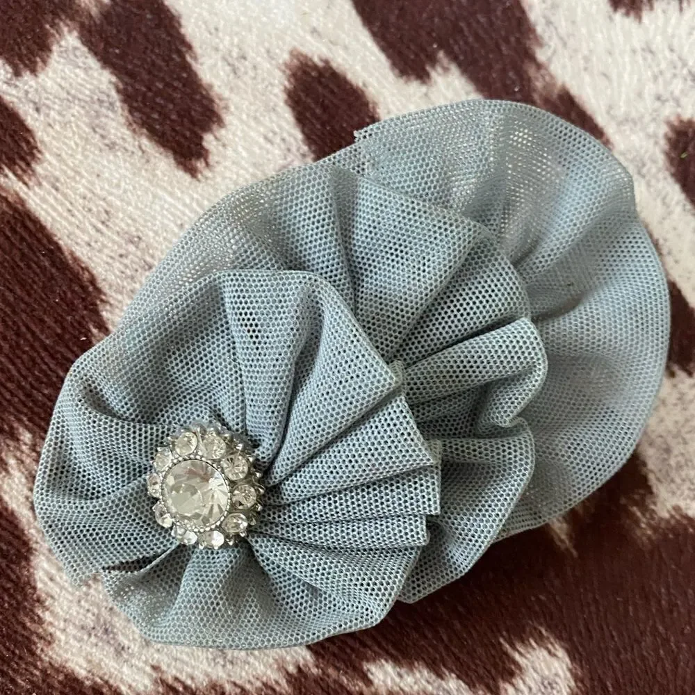 One of a Kind 1950’s Handmade Vintage Pleated Tiered Ruffle Crystal Hair Piece